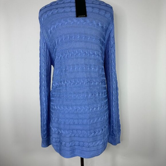 NWT Lauren Ralph Lauren Blue Cotton Blend Boat Neck Cable Knit Sweater XL RP $99 - Picture 9 of 15